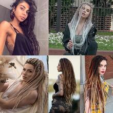 GSYY Ven Double Ended Dreadlock Extensions 24 Inch Bre Blonde Nthetic 0.6 Cm Width Thin DE Dreads Crochet Hpie Wool Dreads 10 Strands Handmade Soft Loc Extensions For Wen Men - 巧克力棕 - 查看 6