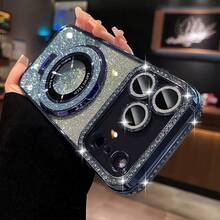 Funda de teléfono con brillo de rhinestone y soporte magnético para iPhone - Protección de Body completo, a prueba de golpes, resistente a los arañazos y diseño elegante - Compatible con iPhone 17 16E 15 14 13 12 11 X XS Max XR Pro Plus Galaxy Honor OPPO