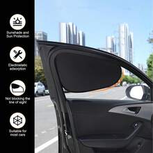 可折叠汽车车窗遮阳帘 - 防紫外线，保持车内凉爽，可重复使用，通用尺寸 - 黑色 - 查看 6