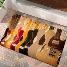 1pc Guitar-Themed Non-Slip With Guitar & Music Note Design - Color-Coded Stratocaster-Inspired Pattern, Soft Absorbent Entryway, Music Room, Bedroom - Washable Floor Mus - 多色 - 查看 12