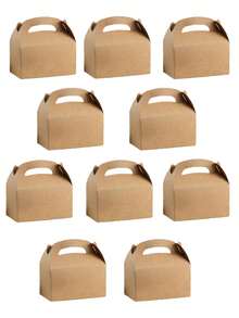 10个/1个棕色牛皮纸尖顶盒 - 适用于儿童生日派对、婚礼、婴儿派对，尺寸为6.2 x 3.5 x 3.5英寸，婚礼和生日用品，家居和派对装饰
