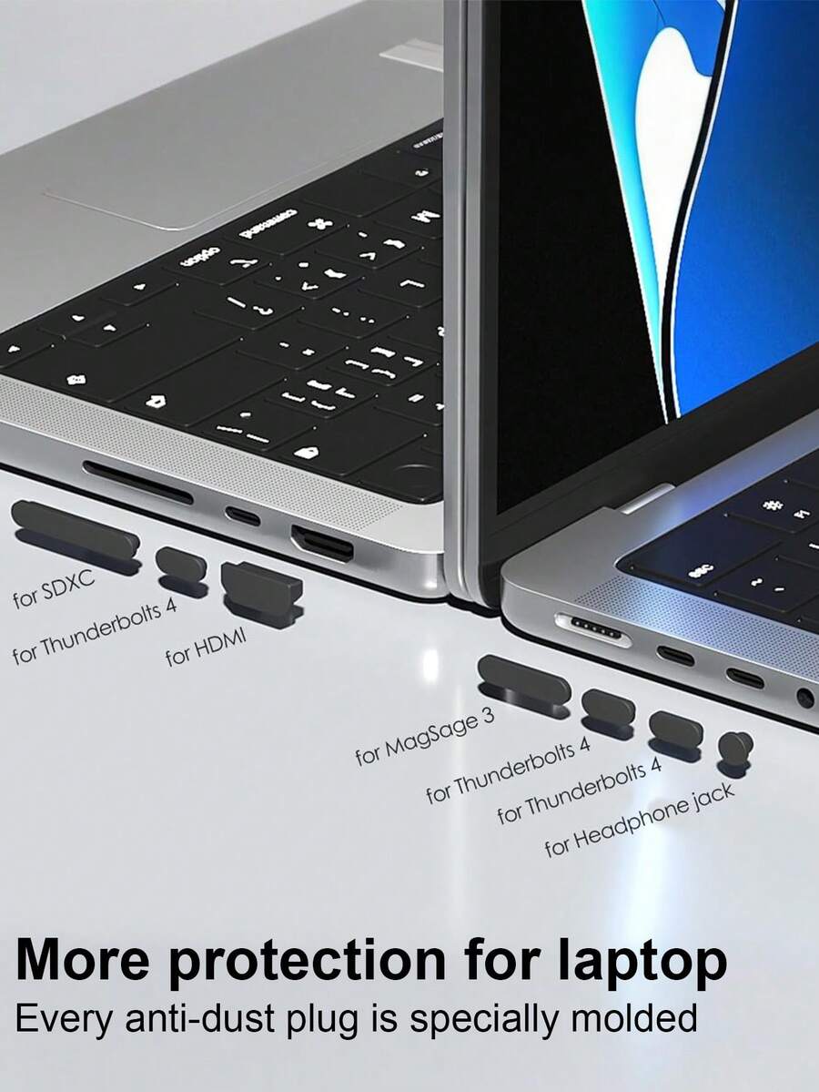 9pcs Anti-Dust Silicone Plugs - Compatible With Apple Computers, Smartphones, And Tablets - Laptop, USB Ports, And Headphone Jacks Protection Caps