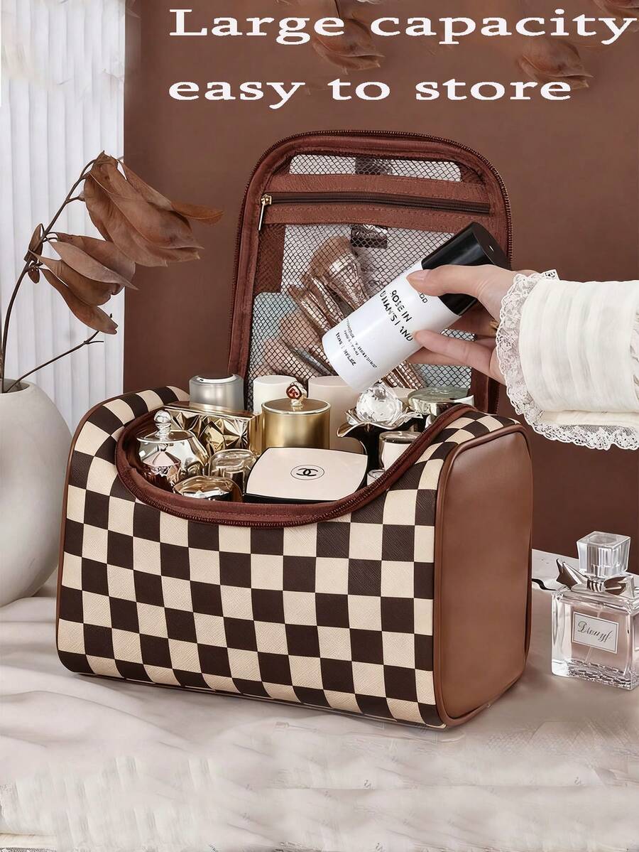 حقيبة تخزين سعة كبيرة عالية الجودة، حقيبة مكياج فاخرة، حقيبة مكياج محمولة باليد، حقيبة تخزين ذات تقسيمات عصرية سعة كبيرة وقيمة عالية، حقيبة غسيل فاخرة كبيرة الحجم، حقيبة تخزين للسفر، حقيبة مكياج مناسبة للهدايا للأصدقاء - متعدد الألوان - مشاهدة 1