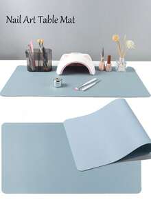 Dusty Pink Nail Art Table Mat Waterproof Soft PU Leather Studio Desk Mat Foldable Nail Arm Rest Cushion Manicure Pad Nail Table Pad Desk Mat For Nail Technician Salon Home - Dusty Pink - View 6