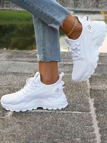 Women's Running Shoes Casual Breathable Sports Shoes Fashionable Lightweight Sneakers - trắng - Xem 2