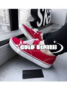 Authentic Men's Casual Basic Skater Sneakers In Various Colors, Unisex, Non-Slip, Sizes 34 To 43, 24-Hour Shipping - Red - View 2