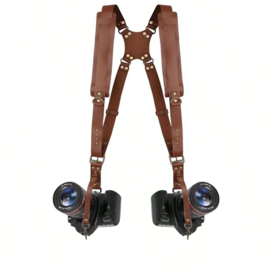 Dual Camera HarnessLeather Camera Shoulder Strap For 2 Cameras Dual ...