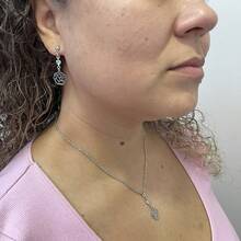 Rose Flower Necklace And Earring Set With Cubic Zirconia - Women's Stainless Steel - Bạc - Xem 5