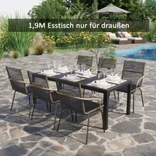 Outsunny Garden Table, Aluminum Table 120x70 Cm For Garden Terrace, Wood-Plastic Polywood Black, Weather Resistant And Modern. - 1 - View 2