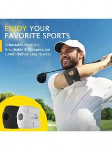 1pc - Adjustable Compression Elbow Pad, Comfortable Elbow Brace, Double Strap Wrapped Fixed Elbow Wrap, Elastic And Comfortable Breathable Arm Brace, Suitable For Basketball, Weightlifting, Tennis, Badminton, Golf, Fitness Training, Men & Women, Gray, Black - Multicolor - View 8