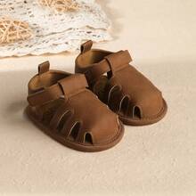 婴儿鞋夏季款 0-3-6个月 8-12个月 软底幼儿凉鞋，男女宝宝透气学步鞋 - 棕色 - 查看 9