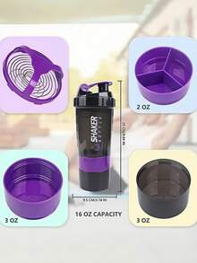 1pc Protein Shaker Bottle - Leak-Proof, PP Material, Suitable For Gym, Outdoor Exercise And Nutrition Mixing - Unisex Fitness Water Bottle, Protein Shaker - Multicolor - View 3