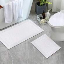 Bedding Craft - Alfombra de baño reversible de algodón blanco 17 x 24 pulgadas absorbente de agua lavable a máquina para tina exterior - blanco - Ver 2