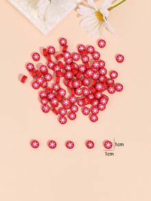 100颗圣诞卡通雪花拐杖糖软陶珠配件，适用于DIY耳环、项链、手链、手机链、珠宝制作、节日派对装饰 - 彩色 - 查看 6