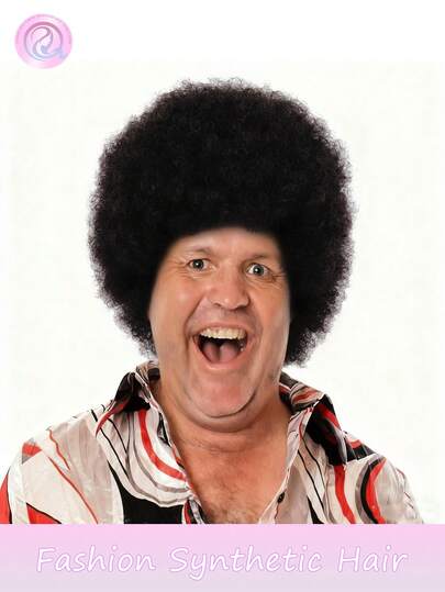 Perruque synthétique de 8 pouces, brune et noire, perruque afro pour femmes et hommes - Perruque courte rebondissante et volumineuse. Perruque afro bouclée et frisée synthétique des années 70 pour le cosplay. Perruque de cheveux bouclés pour les fêtes des années 70, déguisements de Noël et perruques amusantes