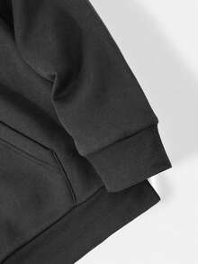 Men's Letter Print Long Sleeve Pocket Drawstring Bodysuit Sweatshirt, Casual For Autumn/Winter - Dark Grey - View 5