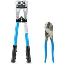 02039A Lug Crimping Plier And Cable Cutter Set For Battery Cables 80 AWG 6mm 50mm Electrician Wire Crimper Tool With Dual Functionality For Professional Electrical Connections And Efficient Cable Management In Automotive And Industrial Applications - 藍黑 - 查看 1