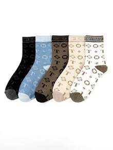 5/1 Pair TeddyIsland Men's Crew Socks - Cartoon Teddy Bear Pattern, Thick & Stylish Premium Socks For Men, Suitable For Daily Wear, Outdoor, Home, Birthday Gift & Party Carnival - Multicolor - View 2