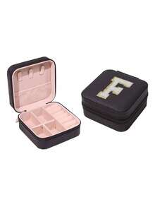 Organizer da viaggio per gioielli, scatola portaoggetti per gioielli con iniziali personalizzabili, organizer multifunzionale per gioielli, organizzazione e conservazione dei gioielli, scatola portagioie compatta, organizer per il trucco, organizer per smalti, elementi essenziali da viaggio, elementi essenziali per crociere, per anelli, collane, orecchini, conservazione dei gioielli, regali per damigelle, regali personalizzati per donne, mogli, mamme