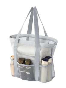 Large Mesh Beach Bag - Anti-Sand Swimming Tote Bag, Extra Large Capacity Family Foldable Lightweight Pool Cruise Essentials, With Zipper, Perfect For Commuting, Outdoor, Travel, Camping, Vacation, School, Dorm Necessities