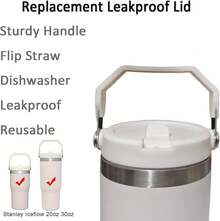 Replacement Flip Straw Lid For  IceFlow, Fits 20oz & 30oz Tumblers With Cleaning Brush, Rose Red - Be - Xem 3