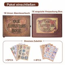OUR ADVENTURE BOOK A Adventure Book 180 Pages Scrapbook Photo Album,Retro Style Embossed Letter Leather Cover Travel Diary Journal Scrap Book For Couples,Memory Book For Anniversary Wedding,Valentines Day Gifts - 棕色 - 查看 4