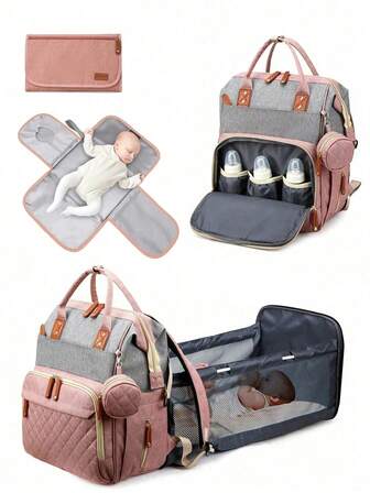 1pc Baby Diaper Bag Backpack With Changing Station, Multifunction Portable Waterproof Large Capacity Travel Baby Changing Bags, Baby Stuff Organizer , Baby Registry Search, Baby Diaper Bags For Boys & Girls, Baby Shower Gifts, Newborn Baby Essential Gifts