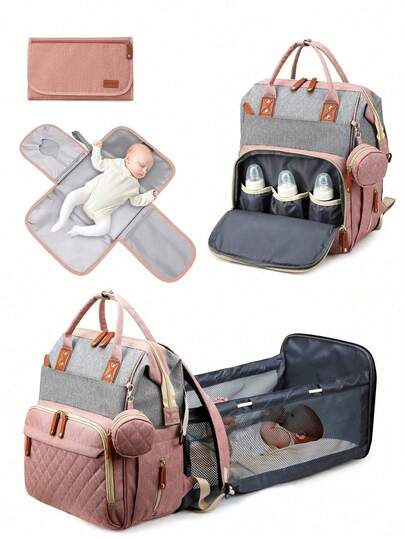 1pc Baby Diaper Bag Backpack With Changing Station, Multifunction Portable Waterproof Large Capacity Travel Baby Changing Bags, Baby Stuff Organizer , Baby Registry Search, Baby Diaper Bags For Boys & Girls, Baby Shower Gifts, Newborn Baby Essential Gifts