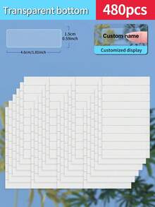 Customized 30/60/120/240/360/480pcs Transparent Waterproof Name Labels - White/Clear/Holographic/Rainbow Customized Stickers, Various Sizes Of Labels, Customizable Text,Office Decor