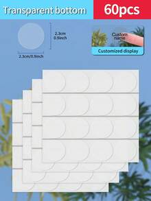 Customized 30/60/120/240/360/480pcs Transparent Waterproof Name Labels - White/Clear/Holographic/Rainbow Customized Stickers, Various Sizes Of Labels, Customizable Text,Office Decor