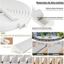 Guardapolvo y Protector para Puerta,Burletes de Cuña Puertas Ventanas,Tiras Sellado Densidad,Burlete Autoadhesivo para Ventanas y Puertas,A Prueba de Insectos,A Prueba de Sonido (, )(Blanco 5M) - Multicolor - Ver 1