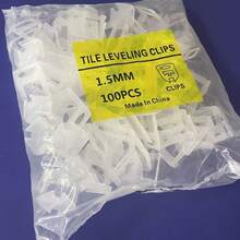 Sistema de nivelamento de azulejos com 100 peças/pacote, base branca, espaçadores nos tamanhos 1,5 cm, 2 cm e 2,5 cm, clipes de plástico vermelho de 7,5 cm, fabricados em novo material PP.