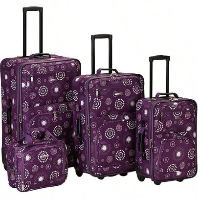 Rockland Impulse 4Piece Softside Upright Luggage Set Purple Pearl 29" 24" 19" 14" 4pc Set Impulse Fashion Softside Expandable Upright Luggage Set