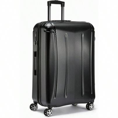Basics 76cm Hardside Checked Luggage With TSA Lock Hardshell Suitcase With Wheels Expandable For Up To 12.5% More Space With ScratchResistant Surface 8 Multidirectional Wheels Black