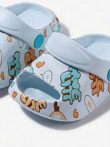 A Pair Of Summer New Soft Soled, Anti Slip, Lightweight And Comfortable Baby Hole Shoes With Cute Flowers - Dusty Blue - View 5