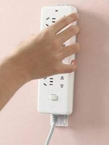 Self-Adhesive No-Drill Power Outlet Holder - Easy Installation, Wall-Mounted Cable Organizer, Suitable For Desktops And Home Offices, Desktop Cable Holder, Multi-Function Hook - Multicolor - View 3