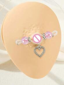 2件装性感心形水晶吊坠假乳环，乳贴饰品，适合女性日常佩戴