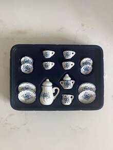 15-Piece Set Of Vintage Mini White Porcelain Tea Set (Teapot, Teacup, Saucer) Tableware, Home Model Decoration, Decoration, Perfect Birthday Valentine's Day Gift. - Multicolor - View 11