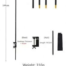 Suporte de luz 2 em 1 para camping, em liga de alumínio, com suporte destacável para lanterna, ideal para caminhadas, pesca e atividades ao ar livre. Dobrável e prático.