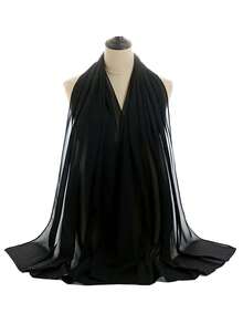 2pcs Women Muslim Solid Color Cap + Chiffon Long Scarf Set, Islamic Hijab Scarf Combination, Suitable For Gift, Daily Wear, Photography