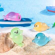 30/20pcs Luminous Mini Resin Seal Figurines - Creative Desktop Home Decor - Random Cute Cartoon Animal Models - Multicolor - View 7