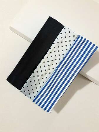 1/3/4 件装时尚波点条纹印花发带，黑色/白色/蓝色弹力防滑软布发带，Y2K 风格发饰，返校季礼物，送给女孩的礼物，生日礼物，圣诞节礼物，送给妻子、姐妹、朋友的礼物。秋冬季度假装扮发带，女士优雅围巾保暖吸汗带，女士头巾。