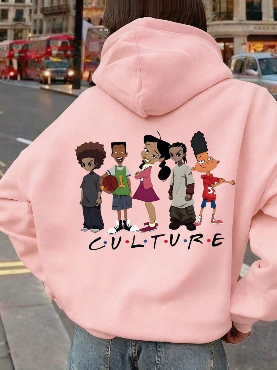 Áo nỉ nữ tuổi teen họa tiết hoạt hình hoài cổ, bắt mắt, phong cách hoạt động học đường, mềm mại và thoải mái, mặc hàng ngày. - Hồng - Xem 1