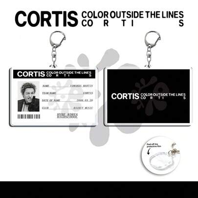 Cor/Rtis 双面高清照片卡 + 证件照 + 亚克力钥匙扣套装 - 包包挂饰，粉丝完美礼物/Cor/Tis 亚克力钥匙扣 - 双面高清设计，包包挂饰，装饰收藏品及粉丝礼物