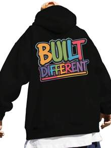 Letras de insignia de capítulo de animal, moda única nueva, ropa de hombre de otoño e invierno, nueva sudadera con capucha de pareja con estampado en la espalda, sudadera deportiva multifuncional, sudadera casual suelta - suéter casual, regalo de Navidad para familiares y amigos, ropa de invierno, diseño de estampado en la espalda, costura de alta calidad, sudadera cómoda, sudadera de manga larga, conjunto de pareja - Negro - Ver 7