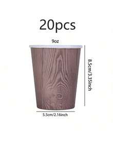 10 cái/20 cái/60 cái, Cốc giấy dùng một lần bằng gỗ 9oz Cốc cà phê giấy kiểu miền Tây màu nâu Vật dụng tiệc theo chủ đề miền Tây cho tiệc sinh nhật cắm trại trang trại rừng cổ điển Tiệc rửa tội cho bé - Nhiều màu - Xem 10