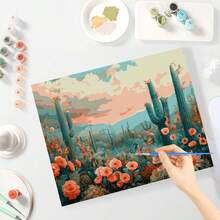 1 Stück Malen nach Zahlen für Erwachsene Mighty Kaktus DIY ohne Rahmen 40x50cm/16x20 Zoll Anfänger einfach entspannend interessante Malerei nach Zahlen Öl Acryl Malsets ohne Rahmen Basteln für Heimdekoration, ideale Geschenkwahl für Geburtstag und Feste - Verschiedenfarbig - Übersicht 3