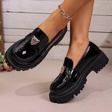 Fashionable Versatile Casual Commute Thick-Soled Loafers For Office - Black - View 12