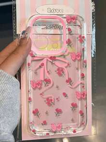 Shattered Flower Pattern Soft Silicone Phone Case Compatible With IPhone 17 Pro Max/17 Pro/17, 16 Pro Max/16/16 Pro, 15 Pro Max, 14, 13, 12, 11 - Full Body Protection, Shock-Absorbing - Pink Floral - View 3