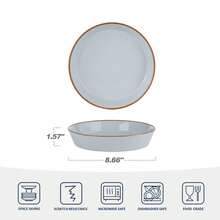 Richmount 12-Piece Plates And Bowls Sets For 4, 12 Pieces Stoneware Dish Set - Chip And Scratch Resistant, Round Tableware Set - Light Blue - 查看 7